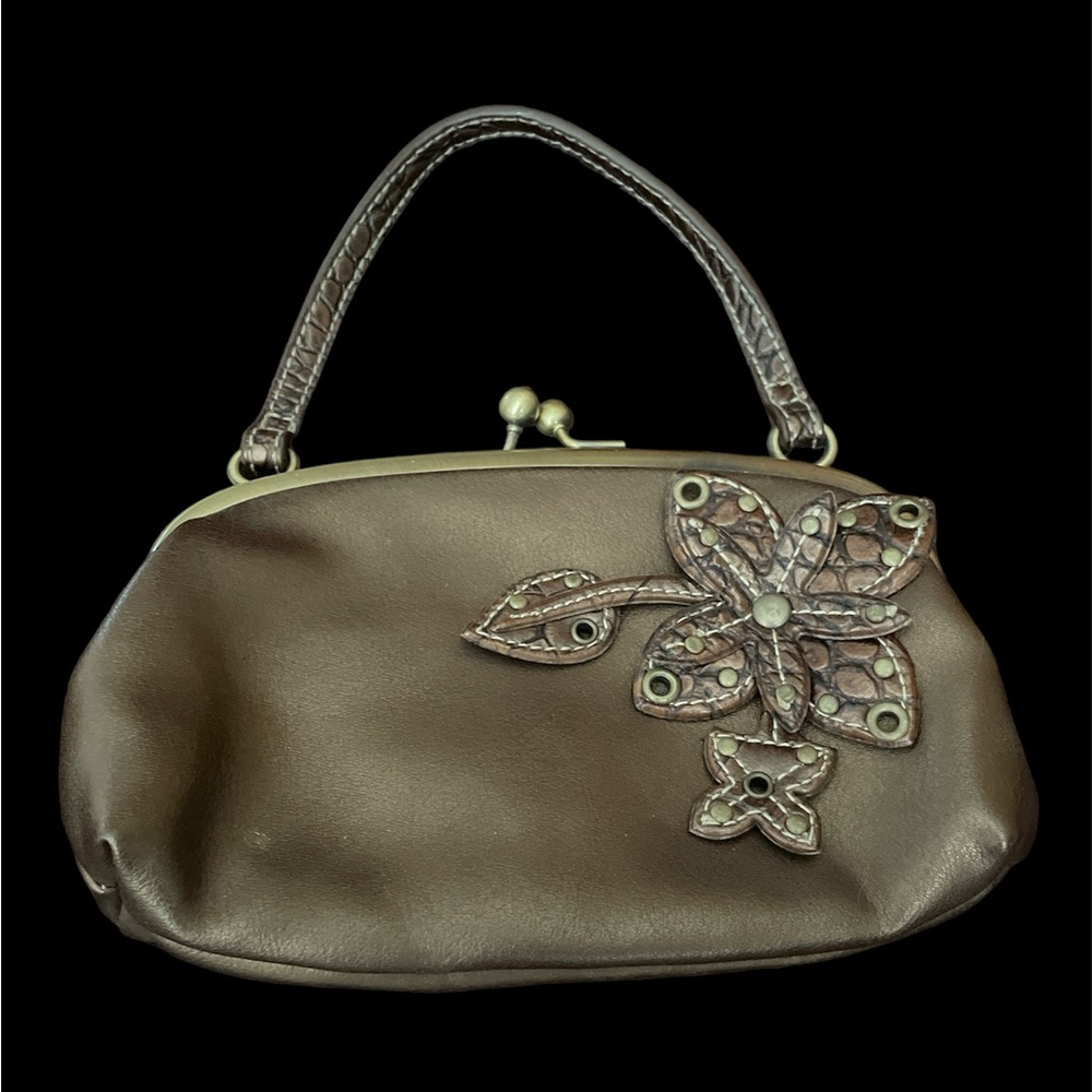 Burnish brown floral purse